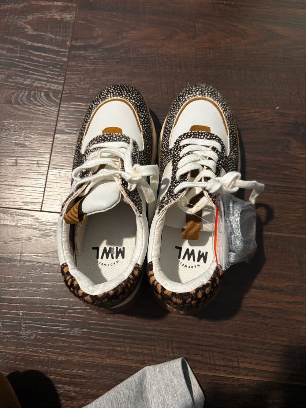 Madewell White, Brown and Tan Patterned Women's Sneakers